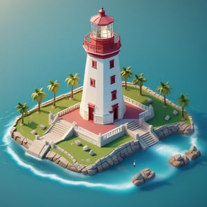 cute 3D isometric model of the Lighthouse of Alexandria | blender render engine niji 5 style expressive,3d isometric,3d style,