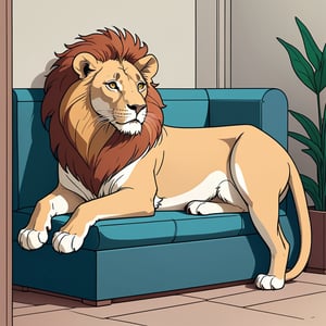  A female lion relaxing in another corner, (in the combined style of Mœbius and french comics), (minimal vector:1.1)