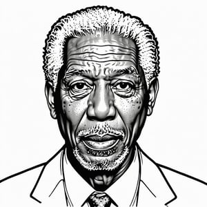 coloring book, bold line art. White and black minimalistic draw coloring page for morgan freeman. Defined lines. Clean Drawn. Vector, Coloring Page, Bold line art, Coloring Book, Outline, Coloring, Coloring Sheet, Coloring Book, Coloring Page, Black and white, illustration, Draw, drwbk coloring book drawing,ColoringBookAF
