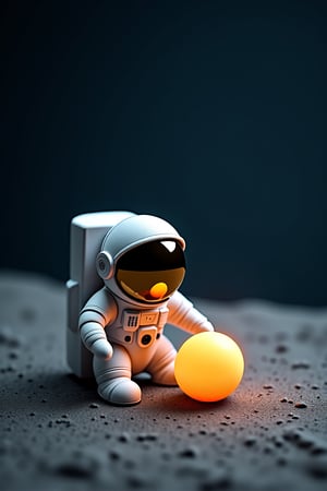 a tiny astronaut hatching from an egg on the moon