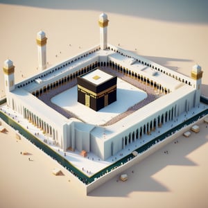 cute 3D isometric model of the ka'bah seen from afar | blender render engine niji 5 style expressive,3d isometric,3d style,