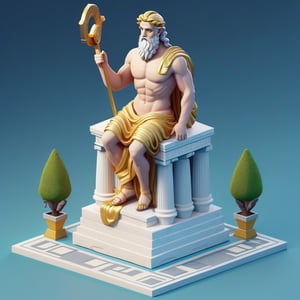 cute 3D isometric model of the Statue of Zeus at Olympia | blender render engine niji 5 style expressive,3d isometric,3d style,