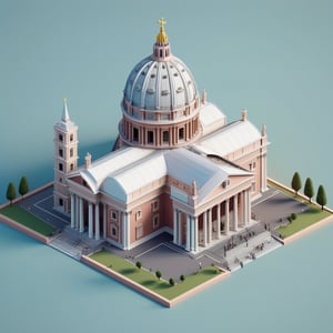 cute 3D isometric model of St Peter’s Basilica, Vatikan | blender render engine niji 5 style expressive,3d isometric,3d style,