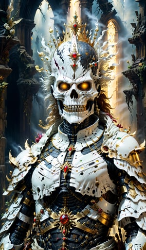 (((Top Quality: 1.4))), (Art by Giuseppe Arcimboldo),,(Unparalleled Masterpiece),(Ultra High Definition),(Ultra-Realistic 8k CG),cyborg evil priest , horror, highly detailed embellished white Vestment, highly gold detailed priest's crown , in dark ruins of church,8 life size, eerie white light penetrating makes gradient of shadows and adds depth to images, (magic mysterious background,, glowing particles, ethereal fog, faint darkness), hype realistic cover photo awesome full color, Cinematic, (hyper detail: 1.2),, perfect anatomy,more detail XL,Leonardo Style,cyborg style,detailmaster2,((full body image:1.8)),cyborg,realistic