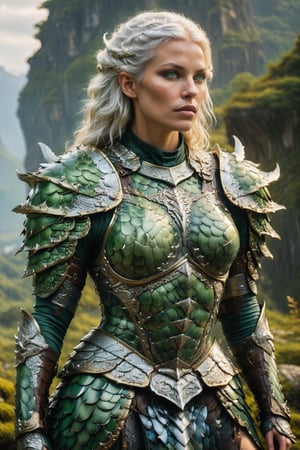 (wide angle),(Aetherpunk style:1.4),8k , ultra quality ,nature,pagan imagery,intricate detailed, beautiful valkyrie ,looking at viewer,detailed dragon armor,intricate detailed,spreading,utopia,magic,detailed,mages,outdoors,amazing scenery,(highly detailed:1.2),(ultra realism:1.2), realistic, detailed, textured, skin, platinum white hair, green eyes, by Alex Huguet, Mike Hill, Ian Spriggs, JaeCheol Park, Marek Denko
,detailmaster2,more detail XL,(half body image),dragon armor