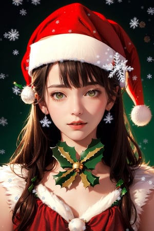 (christmas theme:1.5),portrait of a beautiful swiss girl,bizarre,floral,Luminous,intricate details,silent night, holy night,,