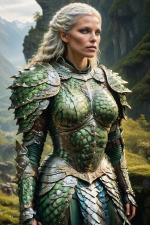 (wide angle),(Aetherpunk style:1.4),8k , ultra quality ,nature,pagan imagery,intricate detailed, beautiful valkyrie ,detailed dragon armor,intricate detailed,spreading,utopia,magic,detailed,mages,outdoors,amazing scenery,(highly detailed:1.2),(ultra realism:1.2), realistic, detailed, textured, skin, platinum white hair, green eyes, by Alex Huguet, Mike Hill, Ian Spriggs, JaeCheol Park, Marek Denko
,detailmaster2,more detail XL,(half body image),dragon armor