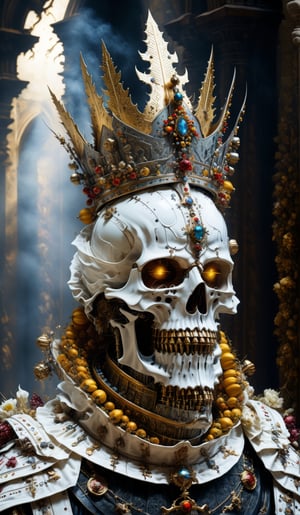(((Top Quality: 1.4))), (Art by Giuseppe Arcimboldo),,(Unparalleled Masterpiece),(Ultra High Definition),(Ultra-Realistic 8k CG),cyborg evil priest , horror, highly detailed embellished white Vestment, highly gold detailed priest's crown , in dark ruins of church,8 life size, eerie white light penetrating makes gradient of shadows and adds depth to images, (magic mysterious background,, glowing particles, ethereal fog, faint darkness), hype realistic cover photo awesome full color, Cinematic, (hyper detail: 1.2),, perfect anatomy,more detail XL,Leonardo Style,cyborg style,detailmaster2,((full body image:1.8)),cyborg,realistic