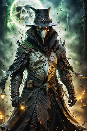 (((Top Quality: 1.4))), (Art by Todd McFarlane and Greg Capullo),Spawn comic style,(Unparalleled Masterpiece),(Ultra High Definition),(Ultra-Realistic 8k CG),Plague Doctor,  horror, highly detailed Plague Doctor's clothes ,wearing plague doctor's mask and hat , in dark medieval street,8 life size, eerie white light penetrating makes gradient of shadows and adds depth to images, (magic mysterious background,highly detailed baclgound, glowing particles, ethereal fog, faint darkness), hype realistic cover photo awesome full color, Cinematic, (hyper detail: 1.2),, perfect anatomy,more detail XL,Leonardo Style,,detailmaster2,((over waist image:1.8)),