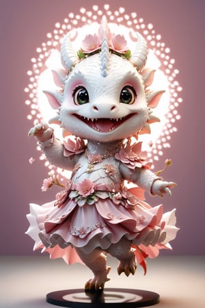  portrait of cute dragon,(dancing  action pose), high quality,(happy atmosphere) ,,smile, , (wind effect), cherry_blossom background,sun light,(full body image:1.5),,,cute dragon,
