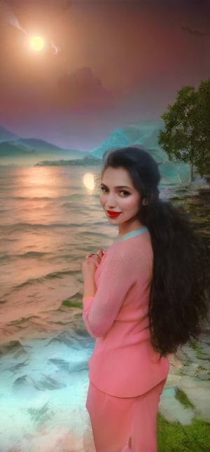 best quality, 4k, high resolution, masterpiece: 1.2, ultra detailed, realistic: 1.37, portrait of sexy girl (wandering), determined face, red lips, beautiful detailed eyes, black hair braided to the side, sexy black clothes, red moon on background, portrait, emerging from the darkness, vibrant colors, lush garden, soft sunlight, whimsical atmosphere, blooming wildflowers, delicate lace details, sexy flowing dress, gentle breeze, mystical aura, ethereal beauty, happy expression, attitude safe, starry night sky, moonlight illuminating the scene, enchanted landscape, peaceful tranquility, majestic and majestic, serene and mysterious, magic and fantasy, seductive and captivating, unforgettable charm, noteworthy and exceptional, inspiring and evocative, unique masterpiece in its kind, dynamic and realistic, subtle and nuanced, immaculate attention to detail, unrivaled craftsmanship, perfect fusion of elements, impressive skill and technique, meticulous and precise, storytelling through art, visual poetry that stimulates the imagination,1girl,Couples,1 girl,Realism