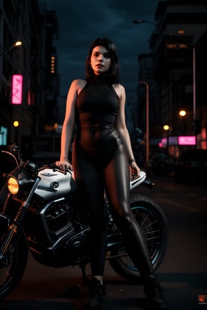 Cyberpunk world, beautiful 30 years old woman, neon, tron legacy  bike