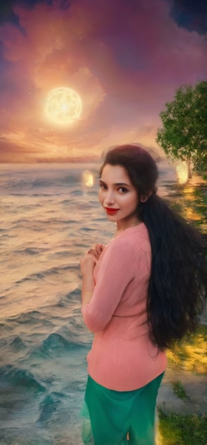 best quality, 4k, high resolution, masterpiece: 1.2, ultra detailed, realistic: 1.37, portrait of sexy girl (wandering), determined face, red lips, beautiful detailed eyes, black hair braided to the side, sexy black clothes, red moon on background, portrait, emerging from the darkness, vibrant colors, lush garden, soft sunlight, whimsical atmosphere, blooming wildflowers, delicate lace details, sexy flowing dress, gentle breeze, mystical aura, ethereal beauty, happy expression, attitude safe, starry night sky, moonlight illuminating the scene, enchanted landscape, peaceful tranquility, majestic and majestic, serene and mysterious, magic and fantasy, seductive and captivating, unforgettable charm, noteworthy and exceptional, inspiring and evocative, unique masterpiece in its kind, dynamic and realistic, subtle and nuanced, immaculate attention to detail, unrivaled craftsmanship, perfect fusion of elements, impressive skill and technique, meticulous and precise, storytelling through art, visual poetry that stimulates the imagination,1girl,Couples,1 girl