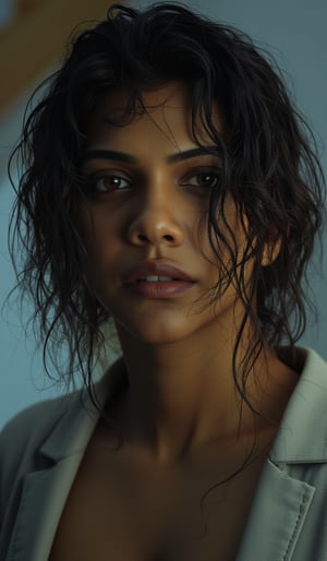 A cyberpunk women, realistic, details and enhanced image, beautiful,Kalyani priyadarsh,Madona Sebastian 