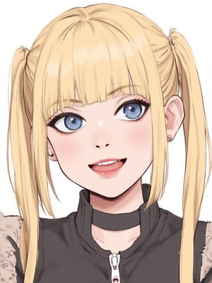 1girl, solo, long hair, looking at viewer, smile, blue eyes, blonde hair, hair between eyes, twintails, fur trim, facial mark, genderswap, genderswap \(mtf\), zipper, whisker markings, uzumaki naruto,Naruto,Naruto clothes 