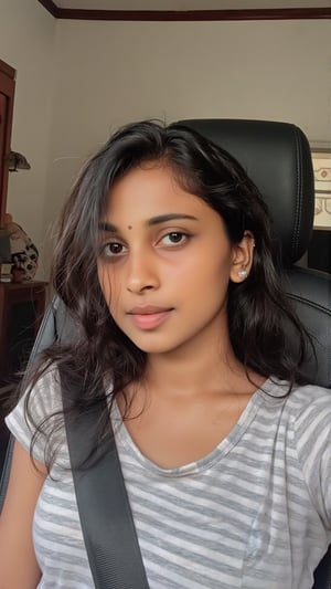 beautiful cute young attractive indian teenage girl, village girl, 18 years old, cute, medium black_hair, colorful hair, warm, dreass, in a car, full boddy, bangladesh,Size 32 25 34