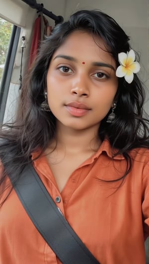 beautiful cute young attractive indian teenage girl, village girl, 18 years old, cute, medium black_hair, colorful hair, warm, dreass, in a car, full boddy, bangladesh,Size 32 25 34