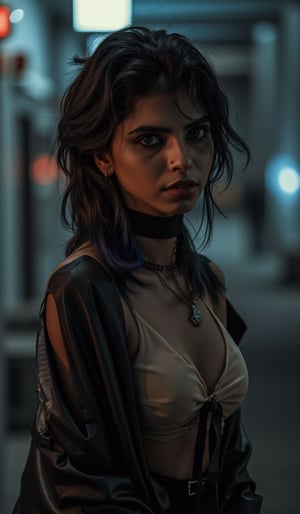 A cyberpunk women, realistic, details and enhanced image, beautiful,