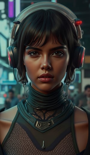 A cyberpunk women, realistic, details and enhanced image, beautiful,Kalyani priyadarsh