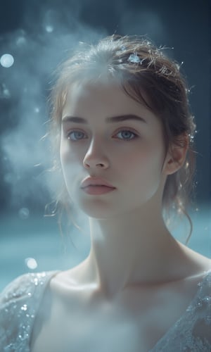 Realistic photography of a ice princess, shot on arri Alexa, perfect cinematic shot, shot from above,Madona Sebastian,Enhanced all