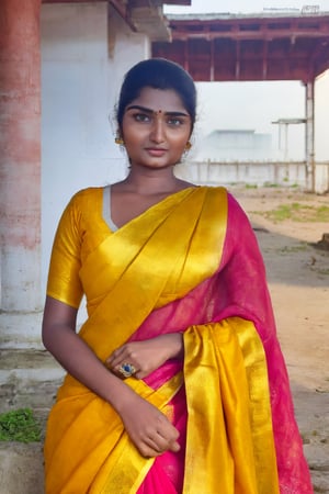 Raw photo of (25yo Kerala Beautiful young woman:1.1) (best quality, highres, ultra-detailed:1.2), vibrant colors, glowing dimond, glowing eyes, realistic Raw photo, realistic lighting, traditional Red saree,  exotic beauty, mesmerizing eyes, girl ,Thrissur,1girl,Brown tone Beauty