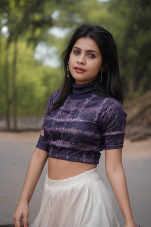 A beautiful Indian 26yo  girl wearing a traditional saree, draped in a style that reveals navel. Turtle neck blouse:2, The saree is richly colored and adorned with intricate patterns and embroidery, with a matching blouse (choli) that has short sleeves and a deep neckline. The pallu of the saree is gracefully  over her shoulder cover with blouse, , falling softly to one side, while her navel is tastefully visible where the saree is wrapped around her waist. She is adorned with traditional jewelry, including a maang tikka, jhumka earrings, a nose ring, bangles, and anklets. Her skin has a warm tone, and her long, dark hair is styled either in a loose braid or cascading waves. The setting is softly lit, focusing on her elegant pose and the cultural richness of her attire, with warm, natural lighting that enhances the details of the fabric and her jewelry.

cinematic angle, (cinematic shadows, bokeh, depth of field:1.3) , (High detail RAW Photo), (extremely detailed skin, photorealistic, heavy shadow, dramatic and cinematic lighting, key light, fill light), sharp focus, cinematic, imperfect skin, fabrics, textures, detailed face, detailed skin, detailed fingers, NaturalHand2-3500, analog film photo Deep photo,depth of field,ferrania p30 film,shadows, perfect face and body, dimly lit, nervous, harsh camera flash, faded film, desaturated, 35mm photo, grainy, Kodachrome, Lomography, stained, highly detailed, found footage,, (black hair, covered cleavage, 
A flapper girl stands poised in a smokey atmosphere, bathed in ethereal light that accentuates her stunning features. Her fair skin glows under cinematic lighting, as she gazes directly into the camera with perfect eyes and a beautiful nose. Her Drill Spring-inspired hairstyle is perfectly coiffed, framing her face, background intricate details and complex patterns that seem to leap off the screen in hyper-maximalist fashion.  with detailed decoration and lines that exude opulence. In stunning HDR and UHD, this unreal engine creation pops with gorgeous light and shadow., matrix,poakl, 5 fingers on each hands,better_hands