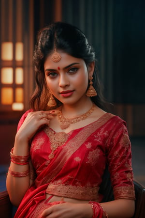 A beautiful Indian 26yo  girl wearing a traditional saree, draped in a style that reveals navel. Turtle neck blouse:2, The saree is richly colored and adorned with intricate patterns and embroidery, with a matching blouse (choli) that has short sleeves and a deep neckline. The pallu of the saree is gracefully  over her shoulder cover with blouse, , falling softly to one side, while her navel is tastefully visible where the saree is wrapped around her waist. She is adorned with traditional jewelry, including a maang tikka, jhumka earrings, a nose ring, bangles, and anklets. Her skin has a warm tone, and her long, dark hair is styled either in a loose braid or cascading waves. The setting is softly lit, focusing on her elegant pose and the cultural richness of her attire, with warm, natural lighting that enhances the details of the fabric and her jewelry.

cinematic angle, (cinematic shadows, bokeh, depth of field:1.3) , (High detail RAW Photo), (extremely detailed skin, photorealistic, heavy shadow, dramatic and cinematic lighting, key light, fill light), sharp focus, cinematic, imperfect skin, fabrics, textures, detailed face, detailed skin, detailed fingers, NaturalHand2-3500, analog film photo Deep photo,depth of field,ferrania p30 film,shadows, perfect face and body, dimly lit, nervous, harsh camera flash, faded film, desaturated, 35mm photo, grainy, Kodachrome, Lomography, stained, highly detailed, found footage,, (black hair, covered cleavage, 
A flapper girl stands poised in a smokey atmosphere, bathed in ethereal light that accentuates her stunning features. Her fair skin glows under cinematic lighting, as she gazes directly into the camera with perfect eyes and a beautiful nose. Her Drill Spring-inspired hairstyle is perfectly coiffed, framing her face, background intricate details and complex patterns that seem to leap off the screen in hyper-maximalist fashion.  with detailed decoration and lines that exude opulence. In stunning HDR and UHD, this unreal engine creation pops with gorgeous light and shadow., matrix,poakl, 5 fingers on each hands,better_hands