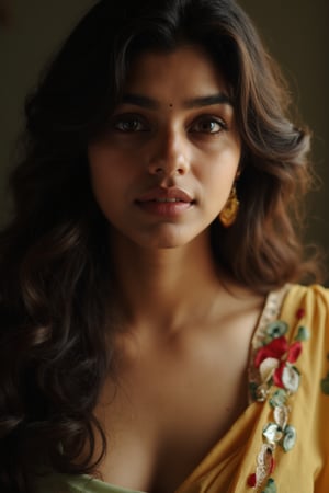 indian woman, a beautiful girl, brown eyes, gorgeous actress, Indian,  portrait photo, cinematic lighting,Sahana15 