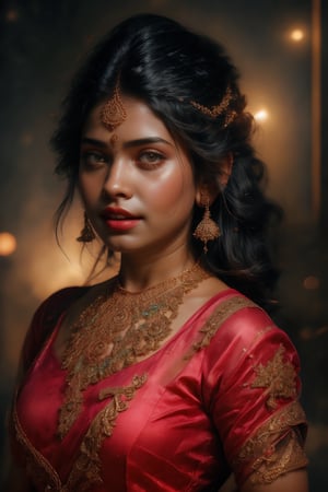 A beautiful Indian 26yo  girl wearing a traditional saree, draped in a style that reveals navel. Turtle neck blouse:2, The saree is richly colored and adorned with intricate patterns and embroidery, with a matching blouse (choli) that has short sleeves and a deep neckline. The pallu of the saree is gracefully  over her shoulder cover with blouse, , falling softly to one side, while her navel is tastefully visible where the saree is wrapped around her waist. She is adorned with traditional jewelry, including a maang tikka, jhumka earrings, a nose ring, bangles, and anklets. Her skin has a warm tone, and her long, dark hair is styled either in a loose braid or cascading waves. The setting is softly lit, focusing on her elegant pose and the cultural richness of her attire, with warm, natural lighting that enhances the details of the fabric and her jewelry.

cinematic angle, (cinematic shadows, bokeh, depth of field:1.3) , (High detail RAW Photo), (extremely detailed skin, photorealistic, heavy shadow, dramatic and cinematic lighting, key light, fill light), sharp focus, cinematic, imperfect skin, fabrics, textures, detailed face, detailed skin, detailed fingers, NaturalHand2-3500, analog film photo Deep photo,depth of field,ferrania p30 film,shadows, perfect face and body, dimly lit, nervous, harsh camera flash, faded film, desaturated, 35mm photo, grainy, Kodachrome, Lomography, stained, highly detailed, found footage,, (black hair, covered cleavage, 
A flapper girl stands poised in a smokey atmosphere, bathed in ethereal light that accentuates her stunning features. Her fair skin glows under cinematic lighting, as she gazes directly into the camera with perfect eyes and a beautiful nose. Her Drill Spring-inspired hairstyle is perfectly coiffed, framing her face, background intricate details and complex patterns that seem to leap off the screen in hyper-maximalist fashion.  with detailed decoration and lines that exude opulence. In stunning HDR and UHD, this unreal engine creation pops with gorgeous light and shadow., matrix,poakl, 5 fingers on each hands,better_hands