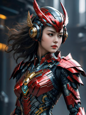 Best Image Quality, Super High Resolution, Masterpiece, Photorealistic, Full Body, 18 years old, 1 girl, Solo, garuda helmet, Girl in Garuda and ironman hybrid costume very nice detail, (Garuda symbol chest), It has red and gold colors,ironman, Bust enormous, Incredible detail, intricate complexity, depth of field, volumetric lighting, sharp focus, absurdity, realistic proportions, delicate anatomy, high detail, delicate, Stunning detail, fine detail, cinematic lighting, smooth and beautiful, face facing forward,mecha,cyborg, ,cyberpunk style,cyborg style,android,robot,cyberpunk, illustration,vector art,Leonardo Style