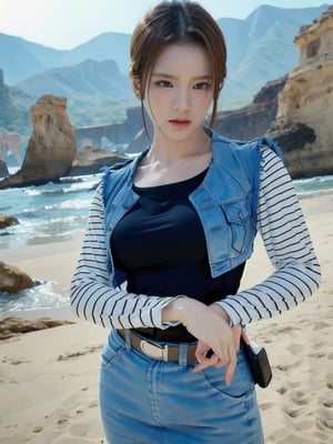 realistic Android_18_DB, photo realistic ,ti4r4