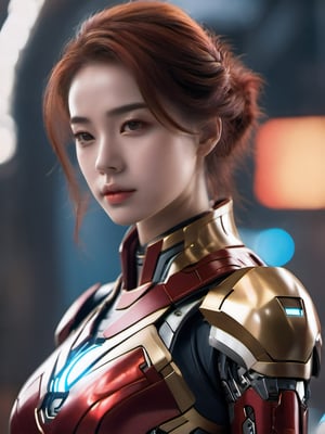 Best Image Quality, Super High Resolution, Masterpiece, Photorealistic, Full Body, 18 years old, 1 girl, Solo, Girl in Garuda and ironman hybrid costume very nice detail, (Garuda symbol chest), It has red and gold colors,ironman, Bust enormous, Incredible detail, intricate complexity, depth of field, volumetric lighting, sharp focus, absurdity, realistic proportions, delicate anatomy, high detail, delicate, Stunning detail, fine detail, cinematic lighting, smooth and beautiful, face facing forward,mecha,cyborg, ,cyberpunk style,cyborg style,android,robot,cyberpunk, illustration,vector art,Leonardo Style