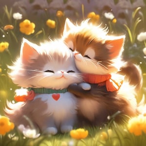 Xxmix_Catecat,two cats,playing,cat,couple,romance,flowers