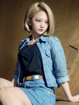 realistic Android_18_DB, photo realistic, shorthair, blond_hair,n0t