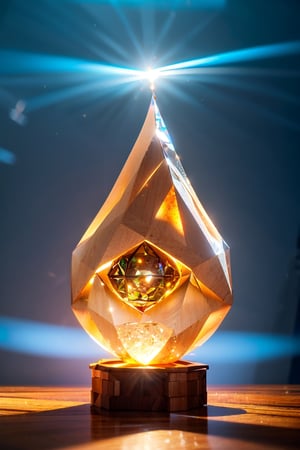 A multifaceted crystal orb, radiating a ethereal celestial glow, perched delicately on a stack of hand-carved mahogany blocks adorned with intricate patterns. The scene is enveloped in a mysterious mist, casting subtle shadows that add to the enchanting and mystical ambiance, evoking a sense of wonder and magic in a dimly lit room,Void volumes,Nature