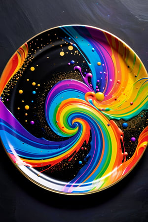 glittering metal paint, painted on a vanta black metal plate.  iridescent background, intricate rainbow environment, pattern in Golden ratio, Phi, magic particles; magic swirls, cgsociety 9, colorful swirls of paint, petros afshar speedart, splashes of neon galaxies, swirling paint colors, glow galaxy background, swirling paint, galaxy gas brushstrokes