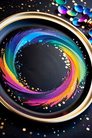 glittering metal paint, painted on black metal plate.  iridescent background, intricate rainbow environment, magic particles; magic swirls, cgsociety 9, colorful swirls of paint, petros afshar speedart, splashes of neon galaxies, swirling paint colors, glow galaxy background, swirling paint, galaxy gas brushstrokes