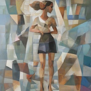 Cubism style, a pretty girl, full body