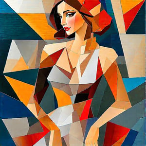 Cubism style, a pretty girl, full body