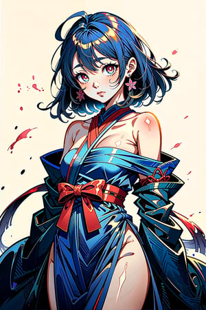 (watercolor_medium), ((ukiyoe style)), ((((masterpiece)))), (((best quality))), (illustration),(1girl:1.5),(solo:1.5), ((an extremely delicate and beautiful)), ((little girl)) , cute, ((hime_cut)), side blunt bangs,(ultramarine hair:1.2), hairs between eyes, ribbons, Bracelet , bare shoulders,((japanese_clothes)), sakura, ((slit pupils)), ((miko)), (off_shoulder), ace,intricate printing pattern ,3d animation