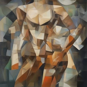 Cubism style, a pretty girl, full body