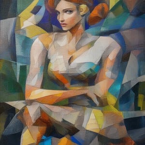 Cubism style, a pretty girl, full body