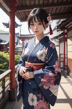 Beautiful girl, petite girl, young, Japanese, beautiful short cut, raw photo, highest quality, masterpiece, (actual: 1.6), kimono, ultra-definition, soft light, 80mm, f22. , Art Station Pixel is trending due to its high level of detail and aesthetic appeal. SLR camera, intricate details. tadai_mahiro