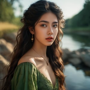  A beautiful 18 year old  teen girl  having thin lips, long curly hair, beautiful eye ,  attractive figure, attractive body ,   sitting over stone  of  a  green vally river ,  wearing old era dress, ancient environment , sharp image,  unsplash, stylized digital art, smooth, ultra high definition, 8k, unreal engine 5, ultra sharp focus, intricate artwork masterpiece, ominous, epic, (((real skin texture :1.3))) (((skin pores:1.3))) trending on artstation, by artgerm, h. r. giger and Beksiński, highly detailed, vibrant,photo r3al
Negative Prompt,bul4n,Detailedface