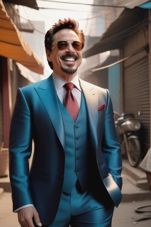 tony stark laughing in indian street cinematic lighting photorealistic shot in nikon mark d500 camera
,l3min,3d style,SteelHeartQuiron character