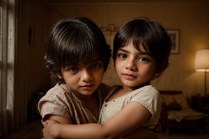 instant photograph of an Indian woman, playing with a child,, a modern house, soft diffused lighting, Red digital cinema camera,  bokeh,  in the style of Martin Schoeller, 
,b3rli,perfecteyes