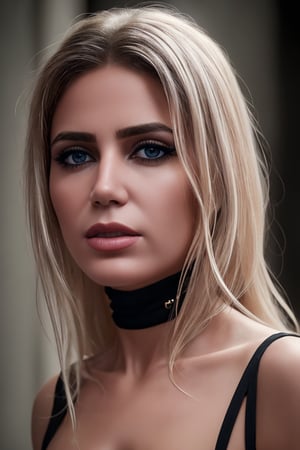 sarabala,  Best Quality,  Masterpiece,  Ultra High Resolution,  (Realisticity: 1.4),  Original Photo,  1Girl,  black Eyes, blond_hair,  Off-the-Shoulders,  Cinematic Lighting, half body 