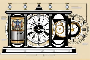 a website of a design for a detailed schematic representation of a time machine with different side views. 