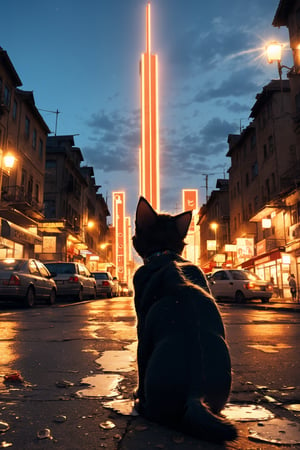 complex background, city of cats, cats, a city has a lot of cats, cats everywhere, cinematic light, cinematic view