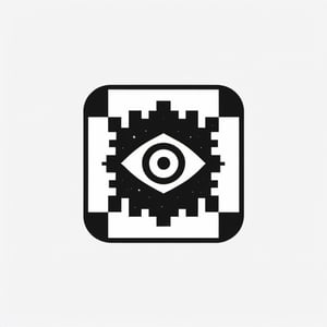 logo, eye, eye that can see the world through pixels,  pixels cube randomly flying, the name of the game "irealm", (black, white)),LogoRedAF,,logoredmaf